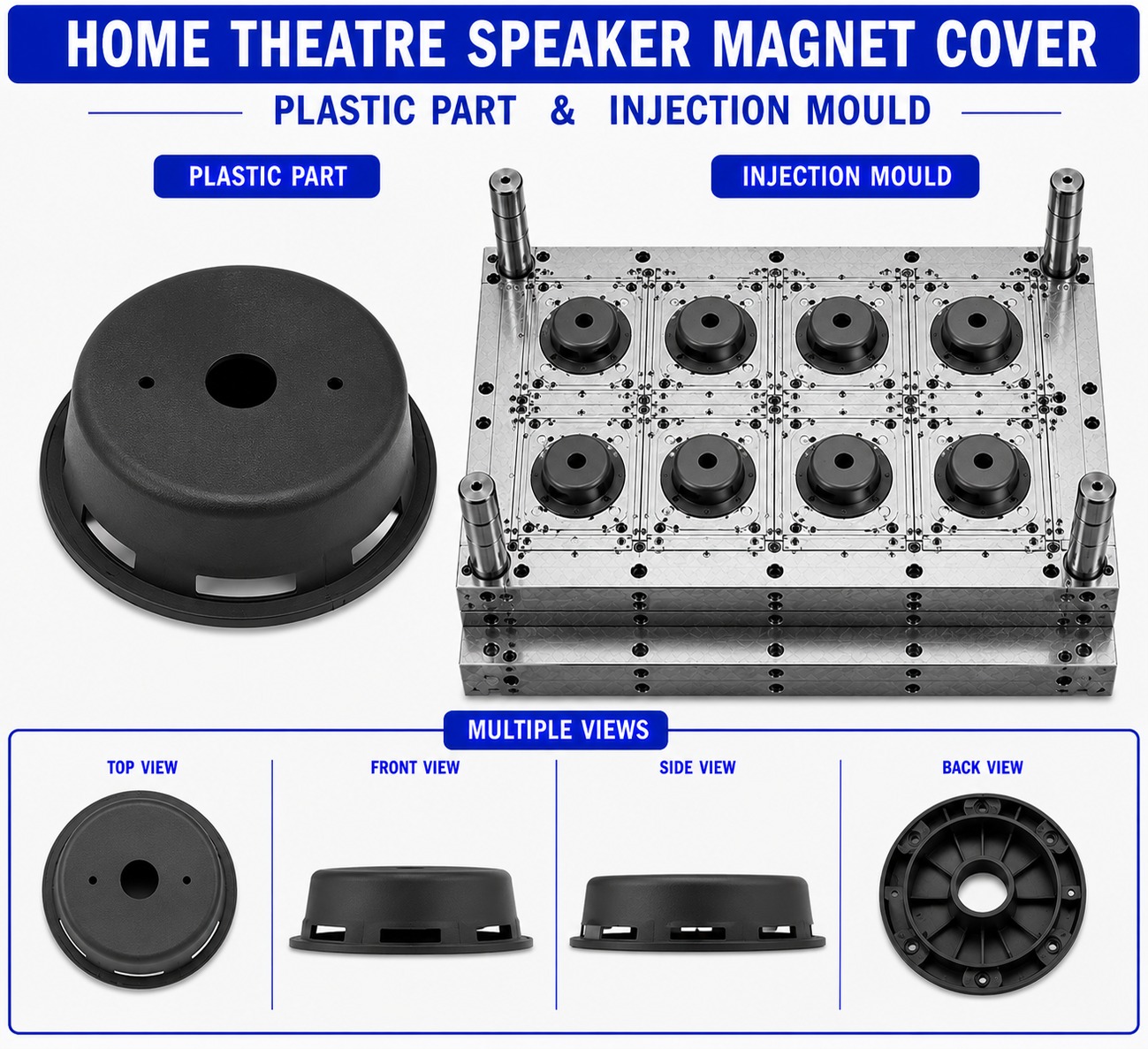 Home Theatre Plastic Speaker Magnet Cover Mould and Moulding Service